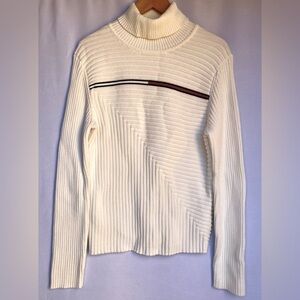 Vintage Tommy Hilfiger Cotton Ribbed Turtleneck Flag Sweater. Women’s size XL